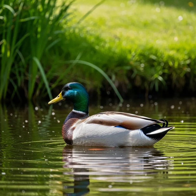 Tranquil Duck in Nature Pond