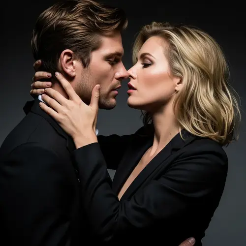 Australian Man Embraces Female Pop Artist in Newton-Inspired Photo