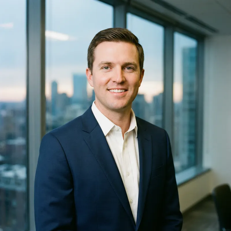 Professional Headshot in Navy Business Suit