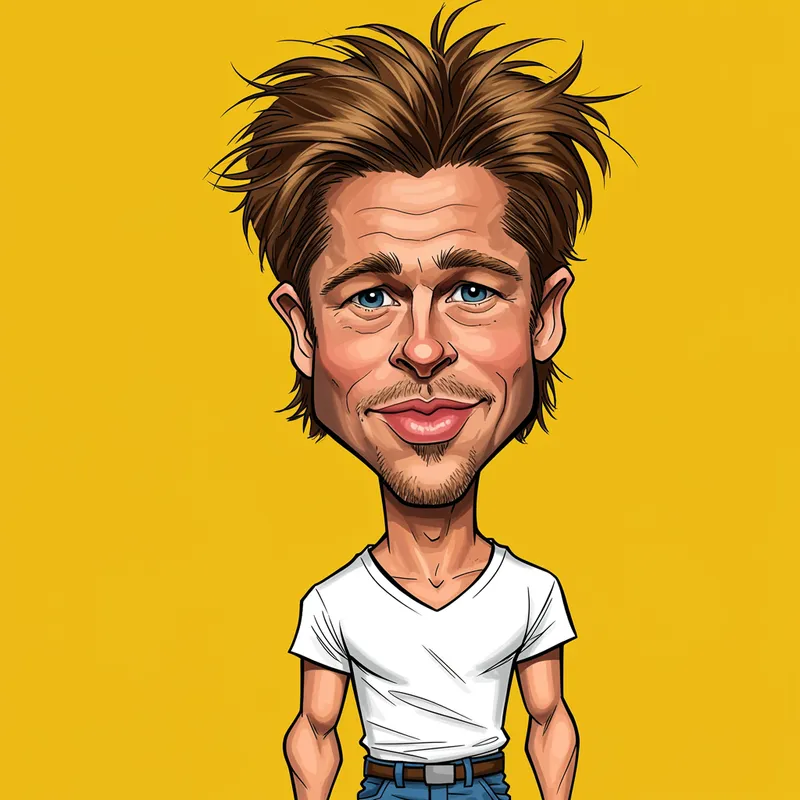 Funny Brad Pitt Caricature Artwork
