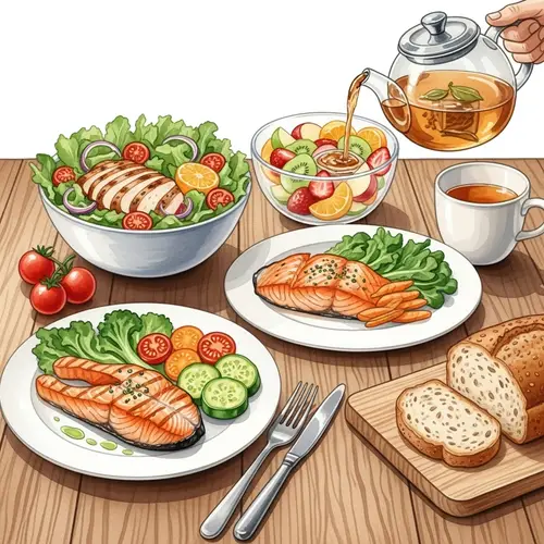 Healthy Meals in Watercolor: Vibrant Dining Art