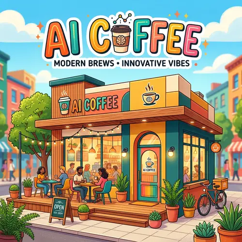 Vibrant AI Coffee Shop Design Online