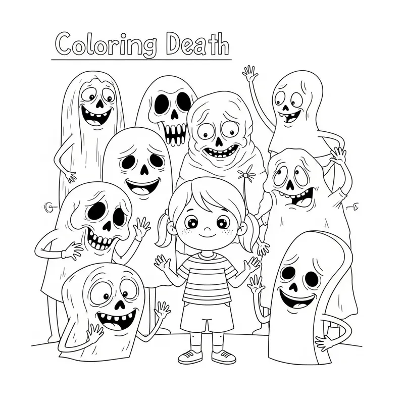 Exaggerated Death Cartoon Coloring Book for Children