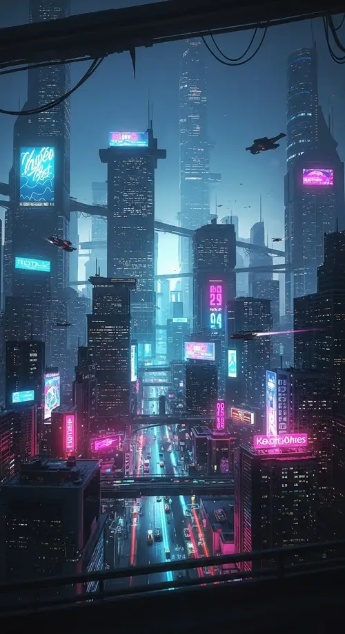 Futuristic Cyberpunk Cityscape Illustration