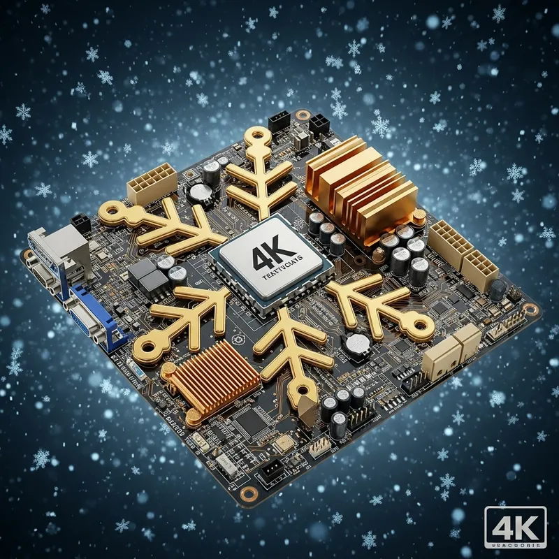 Intricate Golden Motherboard with Electronic Snowflake Design Intricate Golden Motherboard with Electronic Snowflake Design