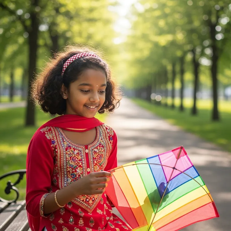 Dark Skin Indian Girl with Curly Hair in Beautiful Park Setting Dark Skin Indian Girl with Curly Hair in Beautiful Park Setting