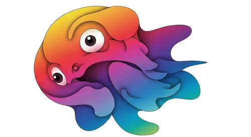 Abstract Surprise Emotion Image with Fluid Shapes and Color Spectrum