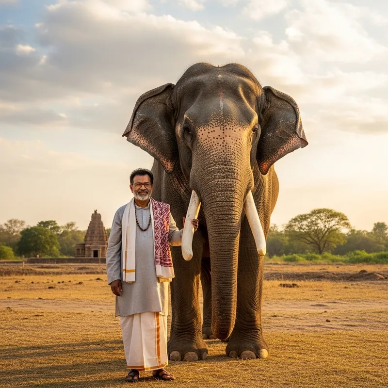 Majestic Elephant and Modi in Traditional Attire