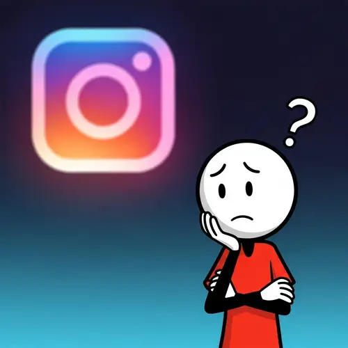 Lost Stick Man Gazing at Distant Instagram Logo