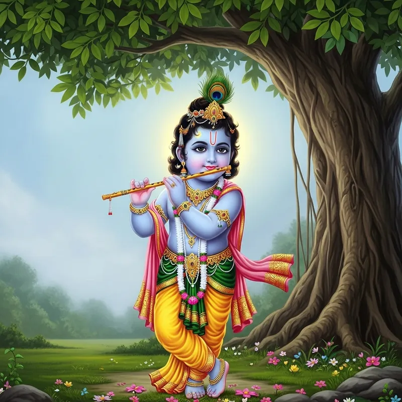 Divine Child Krishna Flute Player