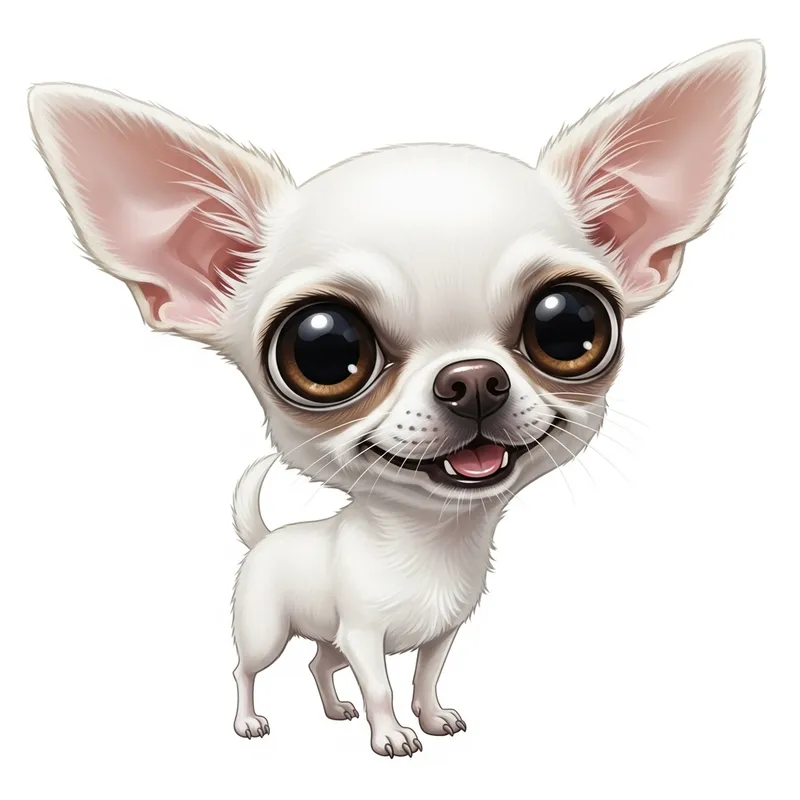 Lively White Chihuahua Cartoon on White Background