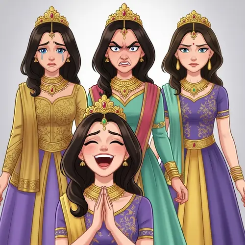 South Asian Princess Emotions: Sad, Angry, Happy, Emotionless
