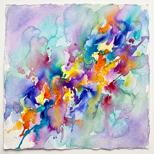Abstract Watercolor Art: Vibrant Hues and Forms