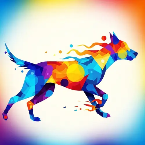 Abstract Dog Art: Geometric Shapes & Dynamic Colors