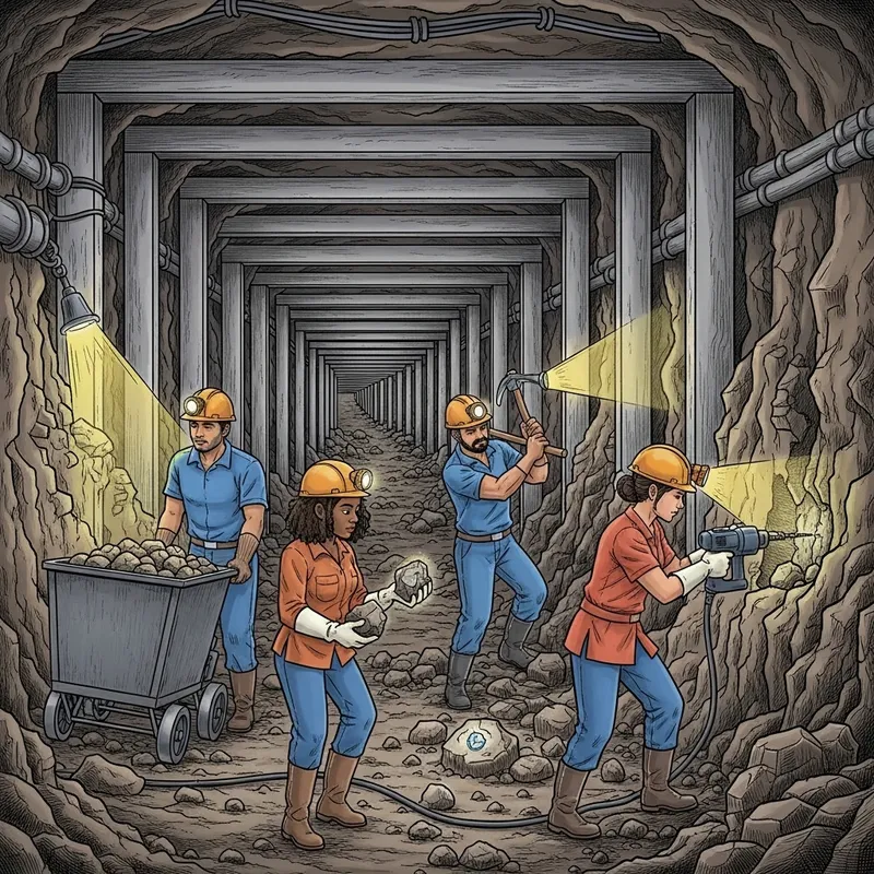 Labor-Intensive Diamond Mining Illustration