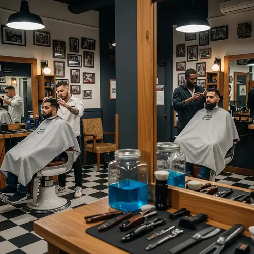 Men's Barbershop with Retro-Themed Interior