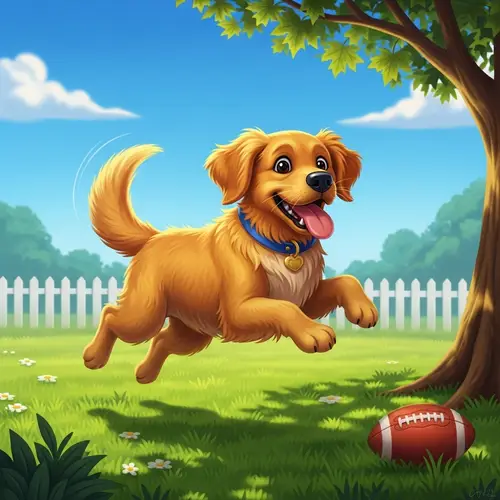Vibrant Playful Puppy Leaping in Mid-Air | Joyful Golden Retriever