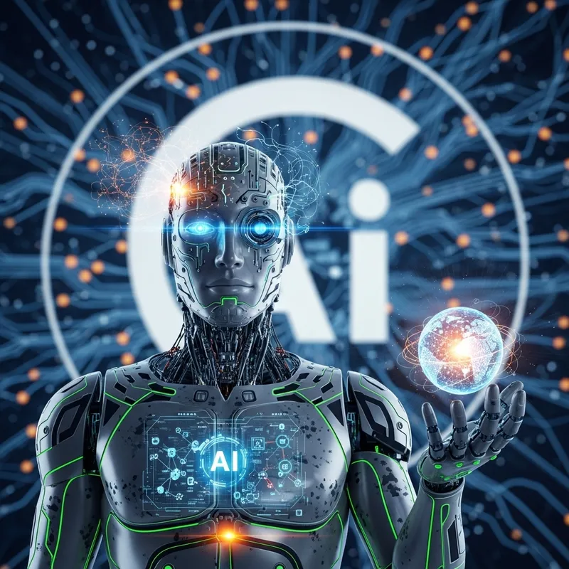 Realistic Male AI Robot Illustration