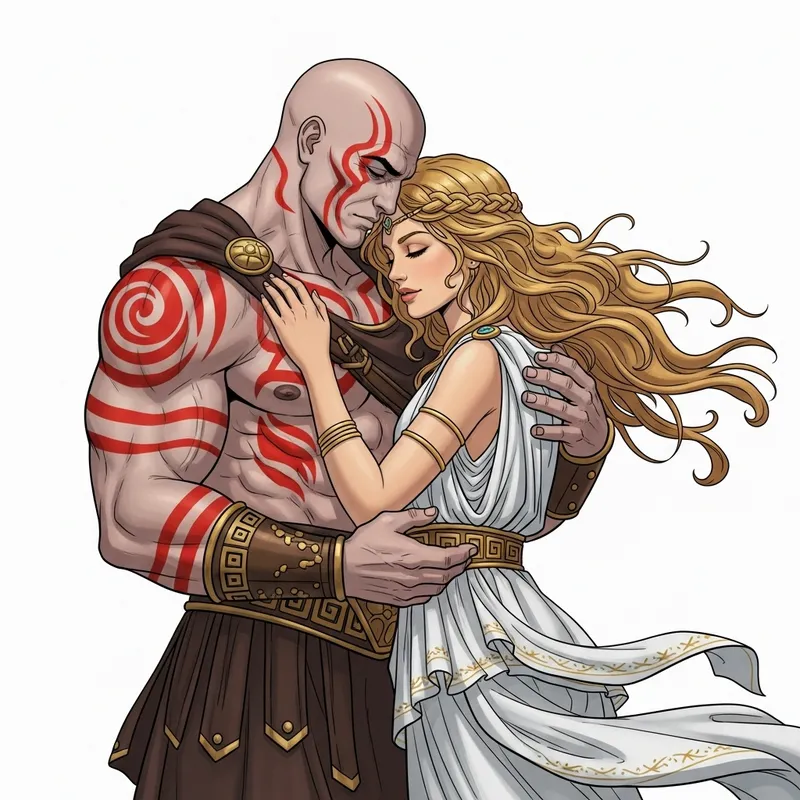 Kratos and Aphrodite: Divine Embrace
