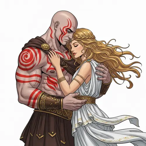 Kratos and Aphrodite: Mythical Embrace