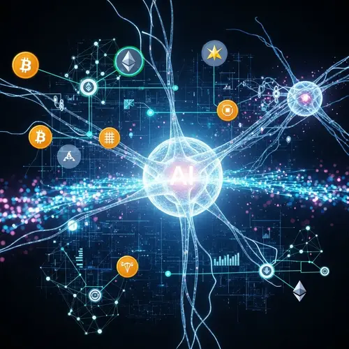 Innovative Digital Technology with Cryptocurrency Symbols - AI Progression