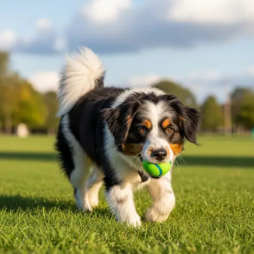 Cheerful Fluffy Dog Playing in the Park