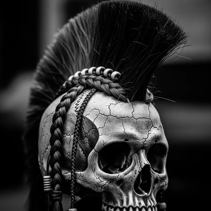 Viking Skull Art: Black and White Mohawk Design