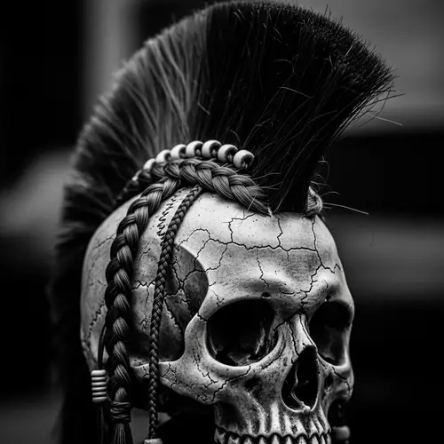 Viking Skull Art: Black and White Mohawk Design