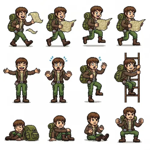 Detailed Adventurer Pixel Art Character Sprite Sheet