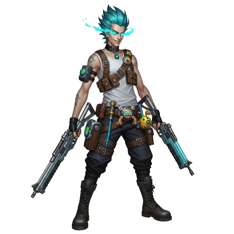 Male Jinx - Aqua-Haired Chaos Player Redesign Male Jinx - Aqua-Haired Chaos Player Redesign