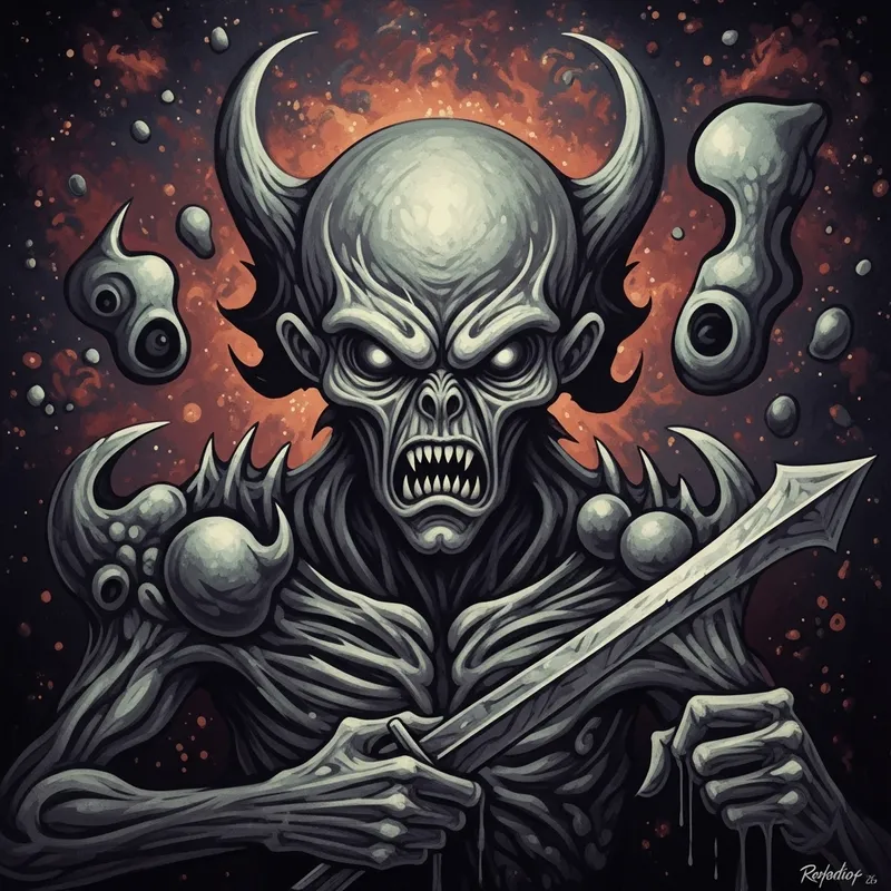 Eldritch Entity in Abstract Expressionism: Ominous Cosmic Dread