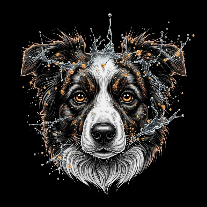Cute Border Collie Tee Shirt Design | Hyperdetailed Eyes Cute Border Collie Tee Shirt Design | Hyperdetailed Eyes
