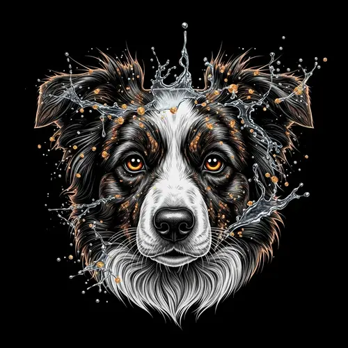 Detailed Border Collie Tee-shirt Design | Intricate Artwork
