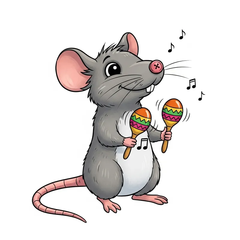 Playful Cartoon Rat with Maracas: Animated Fun