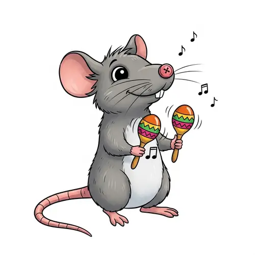 Animated Rat with Maracas: Whimsical Cartoon Fun