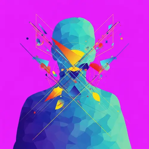 Abstract Person Art: Geometric Silhouettes & Vivid Colors