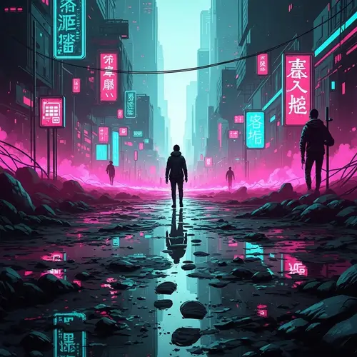 Futuristic Cyberpunk Digital Landscape Art