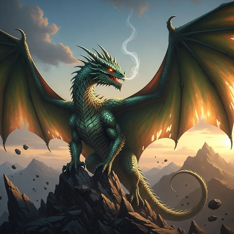 Majestic Dragon on Rocky Peak