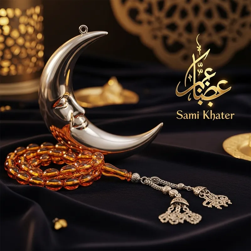 Ramadan Crescent Moon and Misbaha Featuring Sami Khater