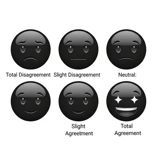 Black and White Emojis Representing Different Levels of Agreement