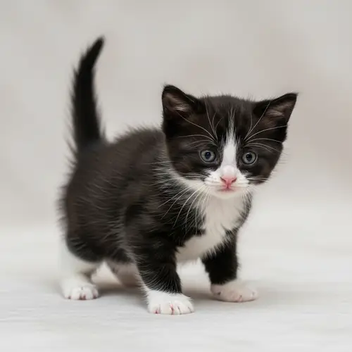 Adorable Black and White Kitten | Cute Fluffy Feline
