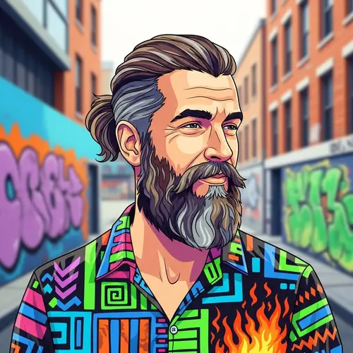 Hipster Caucasian Man with Vibrant Style