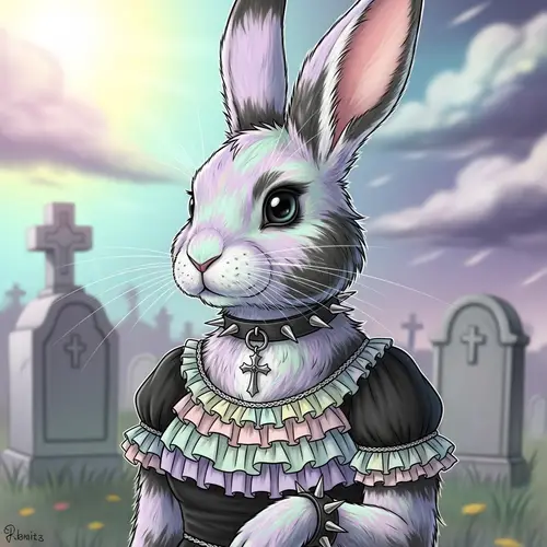 Pastel Goth Rabbit | Unique Style with Dark & Soft Colors