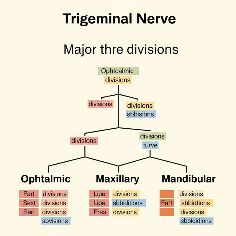 Trigeminal Nerve Branches & Subdivisions Diagram