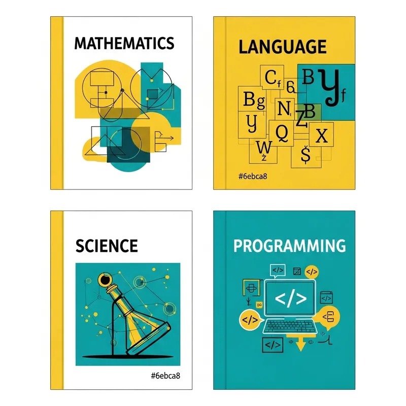 Engaging Book Covers: Mathematics, Language, Science, Programming