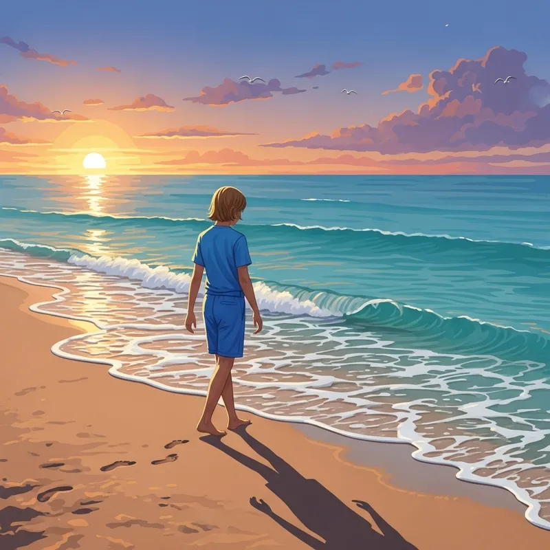 Barefoot Teen on a Peaceful Beach Barefoot Teen on a Peaceful Beach