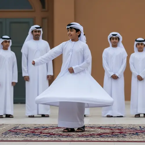 Emirati Boy Participating in Traditional Yowla Dance