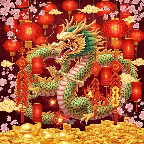 Year of the Dragon New Year Greeting | Festive Dragon Display