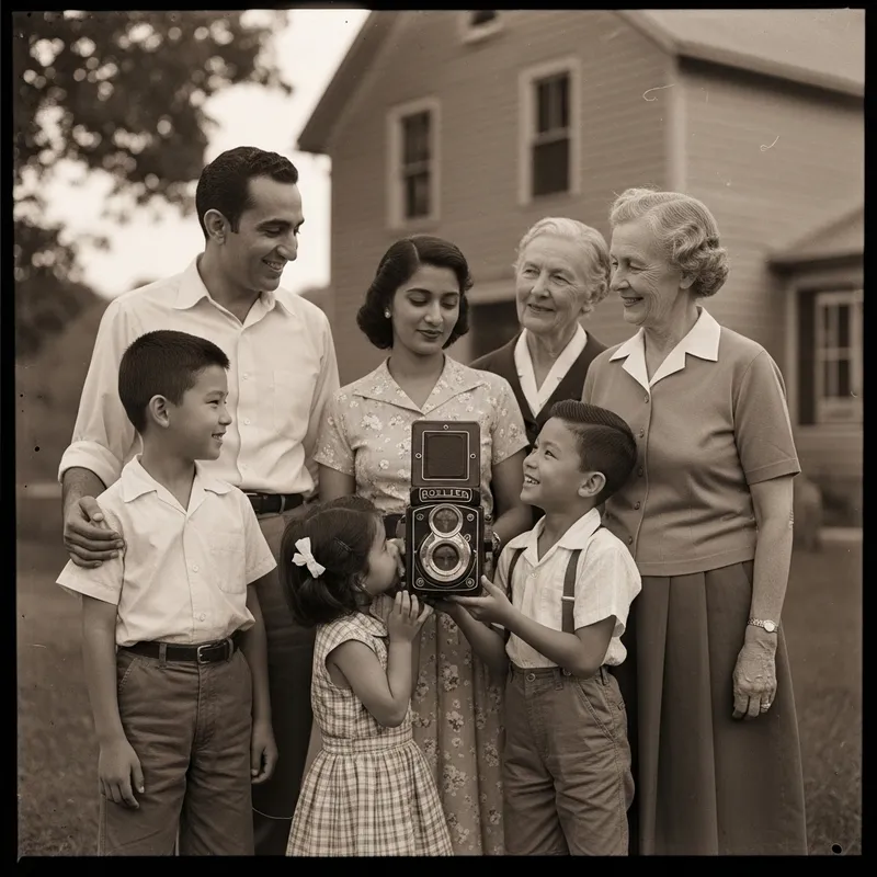 Vintage Family Portrait in 1950s Style