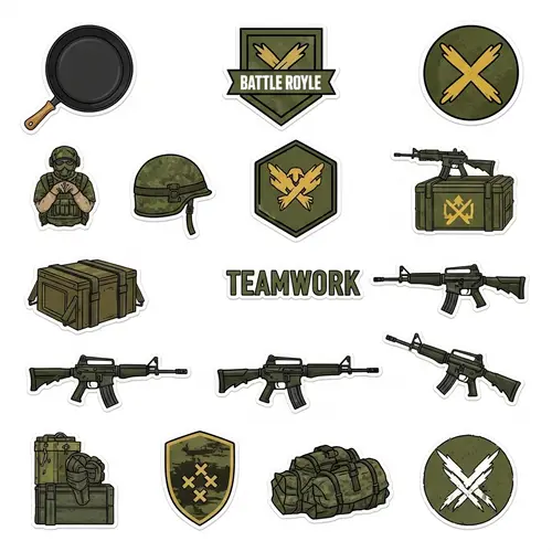 Pubg Mobile Inspired Sticker Set | Military-themed Collection